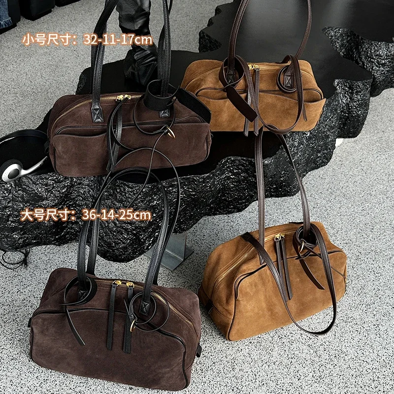 Autumn winter Women's Cow Genuine Leather Tote Bag suede commuting Cowhide Handbags Large Capacity Designer Luxury velvet Bags - Image 6