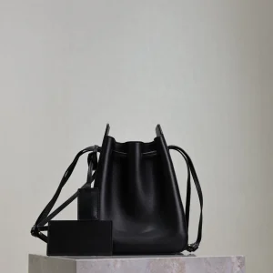 Ladies' fashionable drawstring bucket bag shoulder bag Genuine Leather Shoulder Bag UnderarmTote Bag Handbag Casual Retro Purse