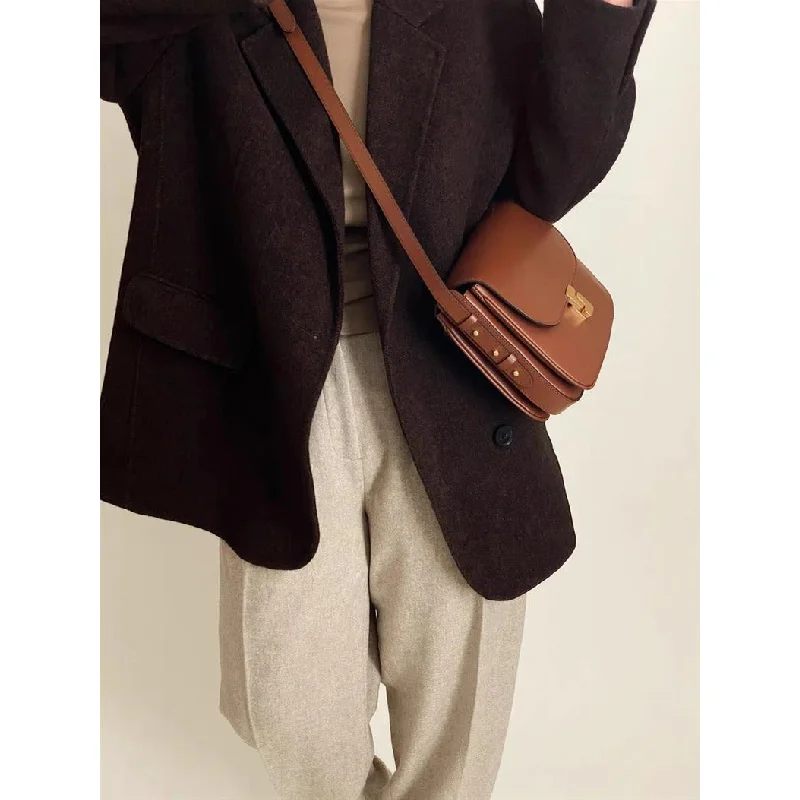 2025genuine leather tofu bag for women with a high-end feel, single shoulder crossbody small square bag, commuting bag for women - Image 5