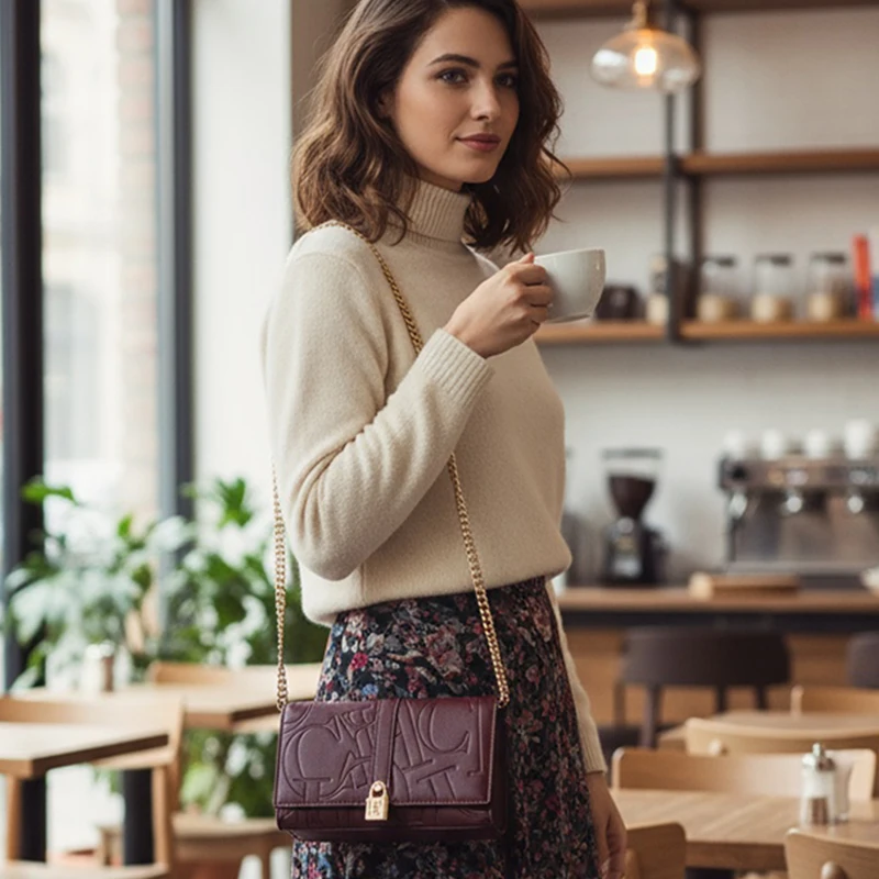 CH Autumn/Winter Fashion Shoulder Bag Solid Color Large Font Printed High Quality PU Material Explosive Women's Crossbody Bag