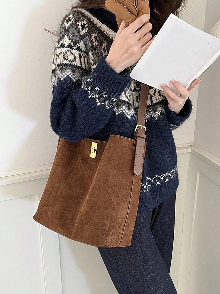2025 New Autumn/Winter Retro Suedette Crossbody Bag Large Capacity Shoulder Bag Fashion Leisure Commuter Women's Bag - Image 2